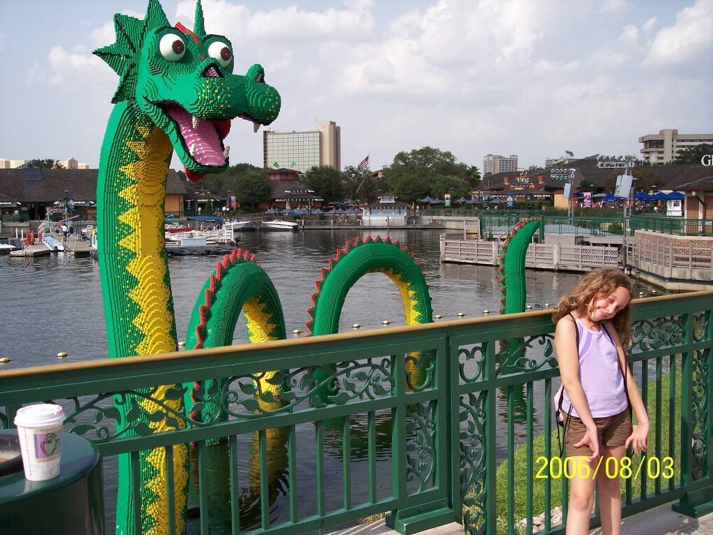 lego dragon at downtown disney